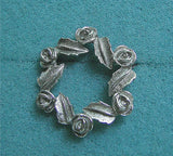 Sarah Coventry Vintage "Antique Rose" Silver Tone Rose Circle Brooch