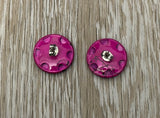 Really Cool Metal & Enamel Button Vintage Pierced Earrings Plum & Black