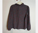 Bethany Fabulous Vintage Blouse Sz M (?) Burgundy w Teal Polka Dot Button Down