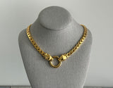 Magnificent Vintage Statement Necklace Chunky Chain Leopard / Panther Heads