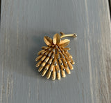 Crown Trifari Vintage Brooch Very Detailed Pinecone Gold Tone Shiny & Brushed