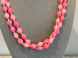 Funtastic Vintage Long Beaded Necklace Plastic Beads in Barbie Pinks