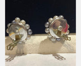 Stunning Vintage Bead Cluster Clip On Earrings Signed Japan