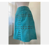 NWT Bagatelle Sz 10 Vintage Turquoise Blue Leather Suede Skirt