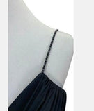 Betsy & Adam Sz 5 6 Vintage Ruched Black Satin Dress 80's 90's