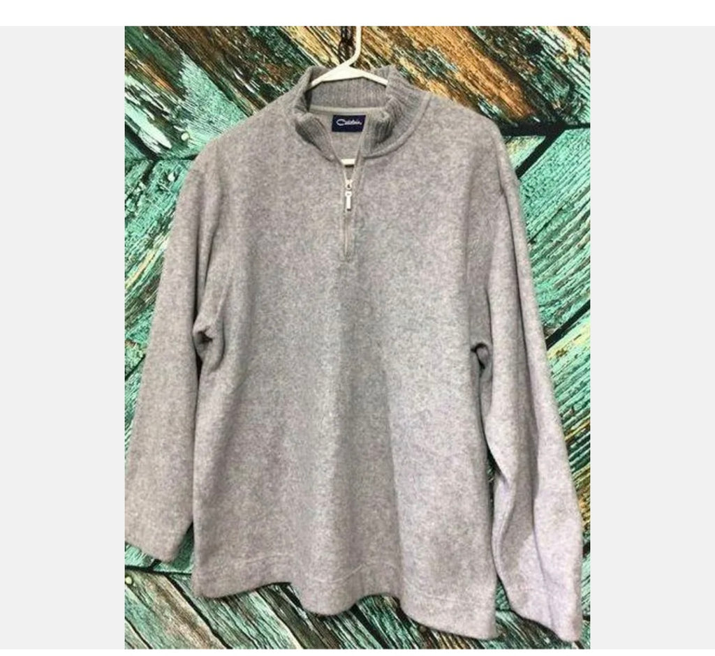 Fantastic Vintage Gray 1/4 Zip Warm Top Sweatshirt Sz L by Catalina