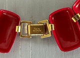 Amazing Vintage Napier Statement Necklace w Red & Gold Tone Links PAT#