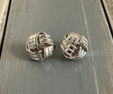 Fantastic Vintage Clip On Earrings Large Silver Tone Detailed Knots