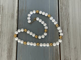 Napier Fabulous Vintage Beaded Necklace White & Gold Tone Beads