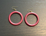 Super Cool Vintage Wood Hoop Dangle Pierced Earrings