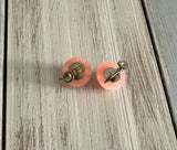 Fantastic Vintage Screw Back On Earrings w Pink Moonglow Plastic Cabochons