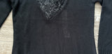 Allison Brittney Sz L Vintage Black Sweater Dress W Metallic Silver Details