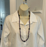 Fantastic Vintage Beaded Longer Necklace w Marbled Purple Beads