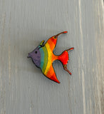 Beautiful Vintage Brooch Colorful Rainbow Enamel Angel Fish