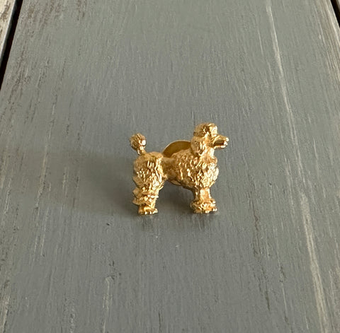 Fantastic Avon Vintage Gold Tone Poodle Tie Lapel Tac Pin "My Favorite Pet"