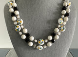 Vintage Multi Strand Necklace Signed Japan With Glass Crystal & Molded Beads