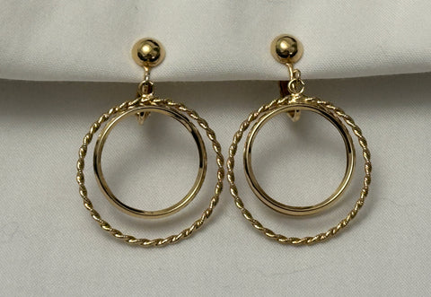 Avon Vintage Clip On Earrings Gold Tone Hoop Dangles Cute!