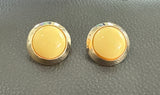 Super Cute Vintage Clip On Earrings Gold Tone Framed Yellow Cabochons