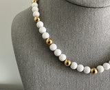 Napier Fabulous Vintage Beaded Necklace White & Gold Tone Beads