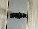 Fabulous Vintage Wire Cuff Bracelet w Black Faceted Beads