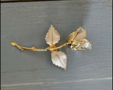 Beautiful Vintage Brooch Silver & Gold Tone Rose Flower