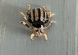 Cute as a Bug! Fantastic Vintage Rhinestone & Enamel Beetle Brooch