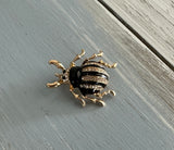 Cute as a Bug! Fantastic Vintage Rhinestone & Enamel Beetle Brooch