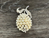 Stunning Vintage Crown Trifari Faux Pearl Cluster Flower Brooch