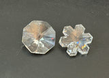 Two Glass Crystal Faceted Vintage Pendants Beautiful Snowflake & Octagon