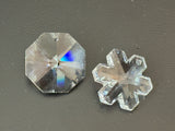Two Glass Crystal Faceted Vintage Pendants Beautiful Snowflake & Octagon