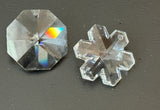 Two Glass Crystal Faceted Vintage Pendants Beautiful Snowflake & Octagon
