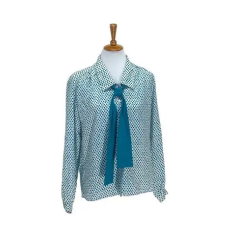 Cape Cod Match Mates Fabulous Vintage Blouse w Bow / Tie at Neck