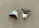 Super Retro Cool Enamel Funky Pierced Earrings Gold Tone Red Blue Enamel