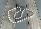 Vintage Fantastic Longer Length White & Gold Tone Beaded Necklace