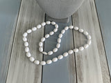 Vintage Fantastic Longer Length White & Gold Tone Beaded Necklace