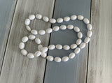 Vintage Fantastic Longer Length White & Gold Tone Beaded Necklace