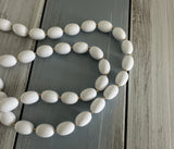 Vintage Fantastic Longer Length White & Gold Tone Beaded Necklace