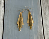 Funtastic Vintage Gold Tone Metal & Glitter Enamel Dangle Pierced Earrings