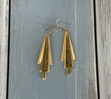 Funtastic Vintage Gold Tone Metal & Glitter Enamel Dangle Pierced Earrings