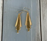 Funtastic Vintage Gold Tone Metal & Glitter Enamel Dangle Pierced Earrings