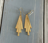 Funtastic Vintage Gold Tone Metal & Glitter Enamel Dangle Pierced Earrings