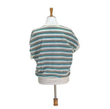 NWT Ginnis Girl Adorable Vintage Knit Top Sz L Off White Beige & Teal Striped