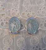 Made in Germany Unique Vintage Clip On Earrings Open Metal Work w Tropical Fish