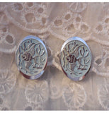 Made in Germany Unique Vintage Clip On Earrings Open Metal Work w Tropical Fish