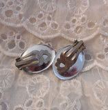 Made in Germany Unique Vintage Clip On Earrings Open Metal Work w Tropical Fish