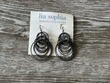 Lia Sophia Voltage Dangle Pierced Earrings Multiple Black Sparkly Hoops