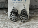 Lia Sophia Voltage Dangle Pierced Earrings Multiple Black Sparkly Hoops