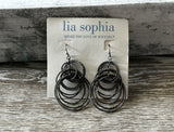 Lia Sophia Voltage Dangle Pierced Earrings Multiple Black Sparkly Hoops