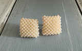 Vintage Screw Back / On Earrings Square Bundle of Faux Baby Pearls  Lovely!