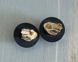 Fantastic Vintage Clip On Earrings Blue White & Gold Tone Button Style